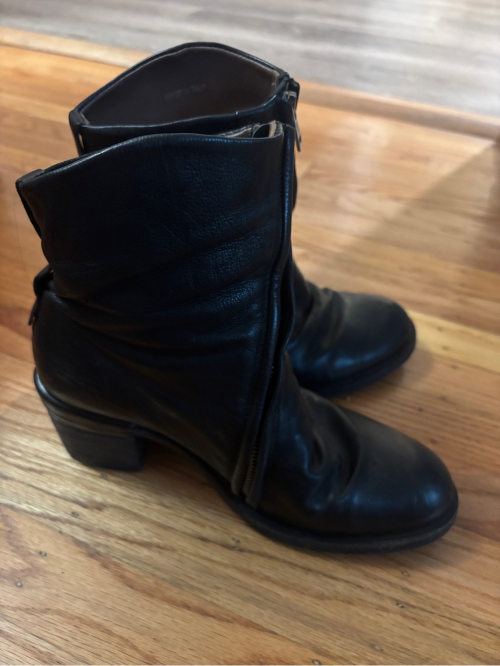 A.S.98 Women's Black Leather Zip Ankle Boots